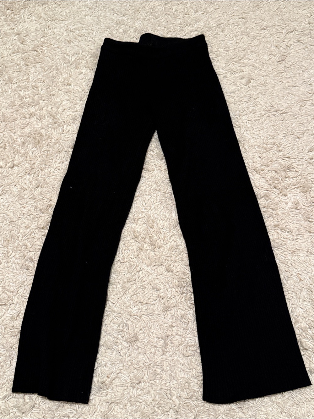 Dynamite Black Ribbed Flare Trousers